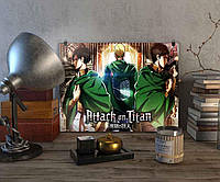 Металлический плакат Атака Титанов "Спина к спине" / Attack on Titan