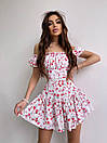 Квіткове міні плаття зі шнурівкою на спині пишною спідницею та короткими рукавами (р. S,М) 66035315Е, фото 7