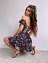 Квіткове міні плаття зі шнурівкою на спині пишною спідницею та короткими рукавами (р. S,М) 66035315Е, фото 8