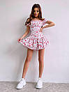 Квіткове міні плаття зі шнурівкою на спині пишною спідницею та короткими рукавами (р. S,М) 66035315Е, фото 9