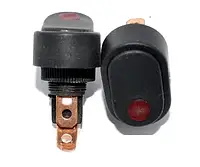 Переключатель 1 клав. круглый красный с подсветкой KCD1-7-101NY R/B 220V 3pin