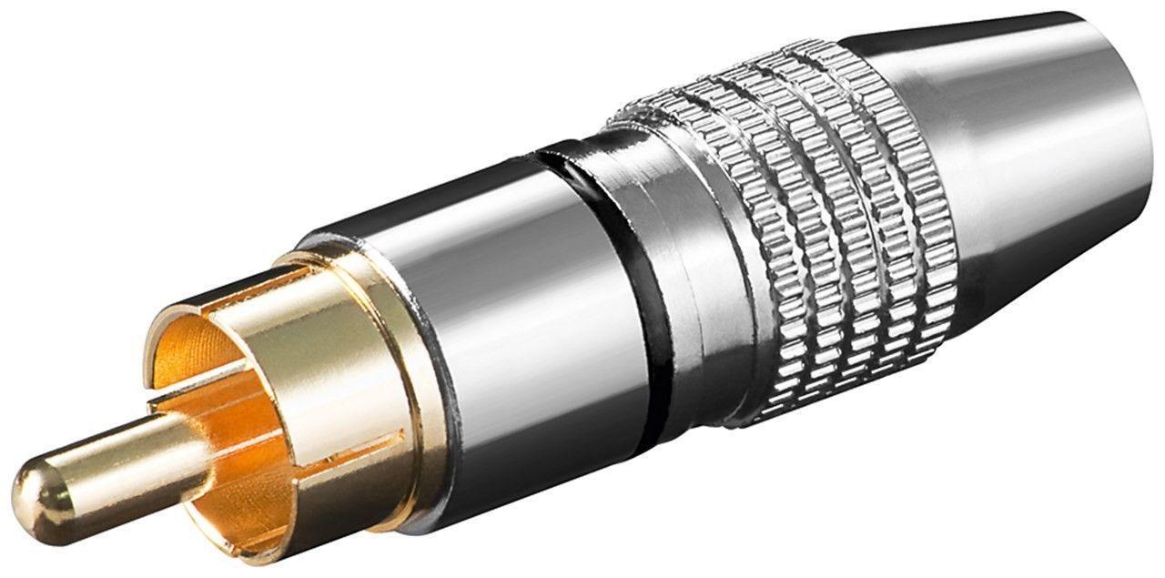 Штекер RCA silver-gold діам.- 6,5мм.,корпус метал,чорний