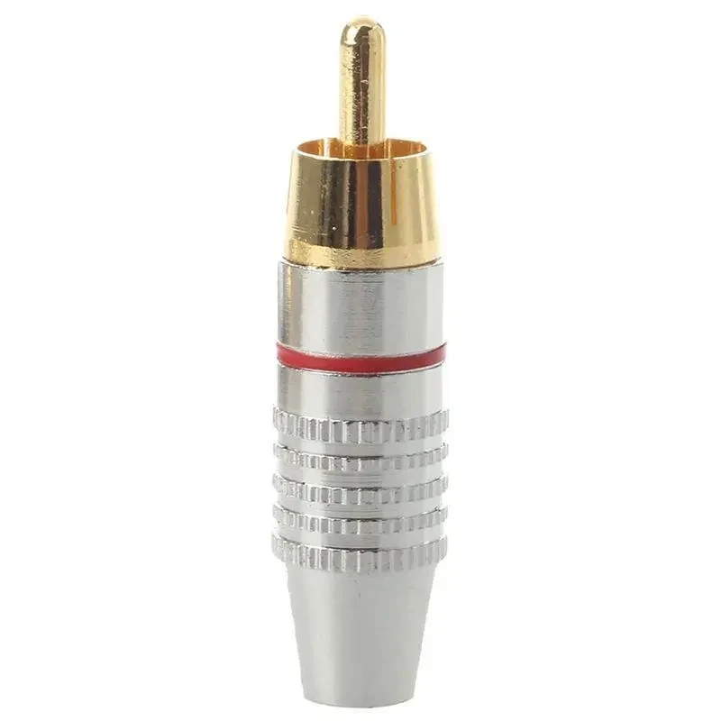 Штекер RCA silver-gold діам.-6,5мм., корпус метал, червоний