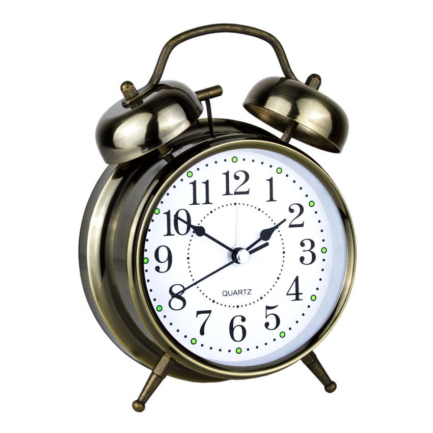Годинник настільний Clock з будильником Мойн Класик Тихий хід 16х11,5х5,5 см Бронзовий (16283)