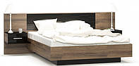 Кровать с навесными тумбочками Мебель Сервис Фиеста 160х200 см Дуб април Черный с ламелями (psg_UK-6415014)