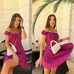 Літня жіноча міні сукня в корсетному стилі в горошок 42-44, 46-48