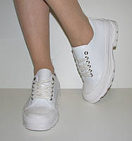 Белые стильные женские кроссовки кеды размер 38