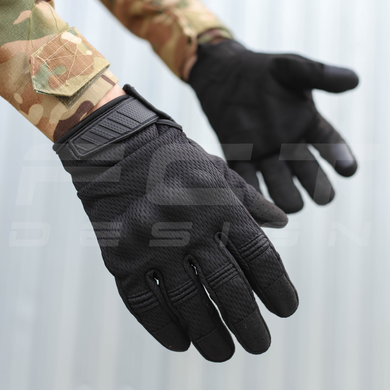 Рукавицітактичні з кісточками чорні Touch Screen