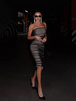 Облягаюча чорна сукня міді з підкладом стрейч сітка Sms8446, фото 4