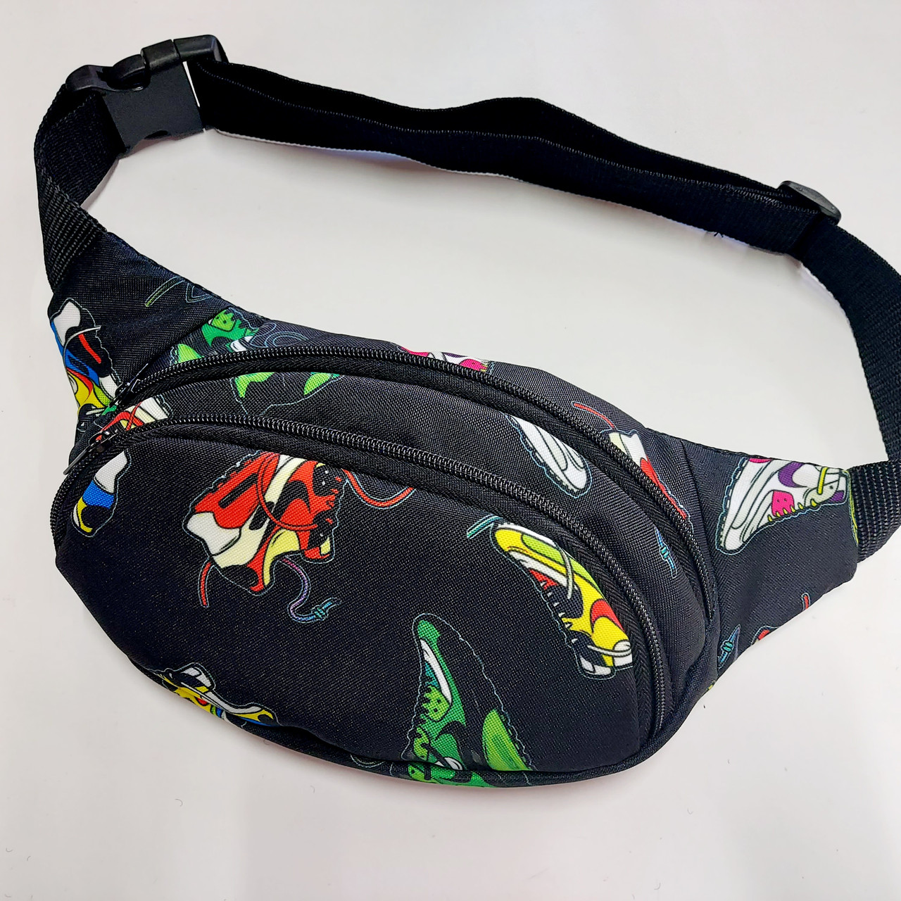 Поясна сумка бананка текстильна яскрава принт кросівки, фото 1