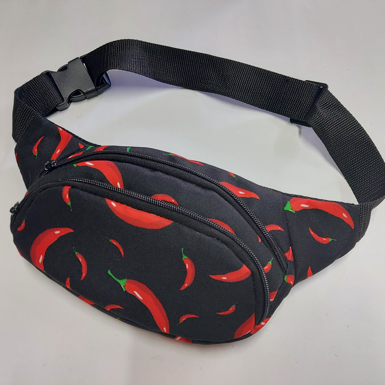 Поясна сумка бананка текстильна яскравий принт перець, фото 1