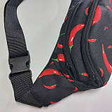 Поясна сумка бананка текстильна яскравий принт перець, фото 3