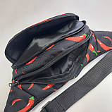 Поясна сумка бананка текстильна яскравий принт перець, фото 4