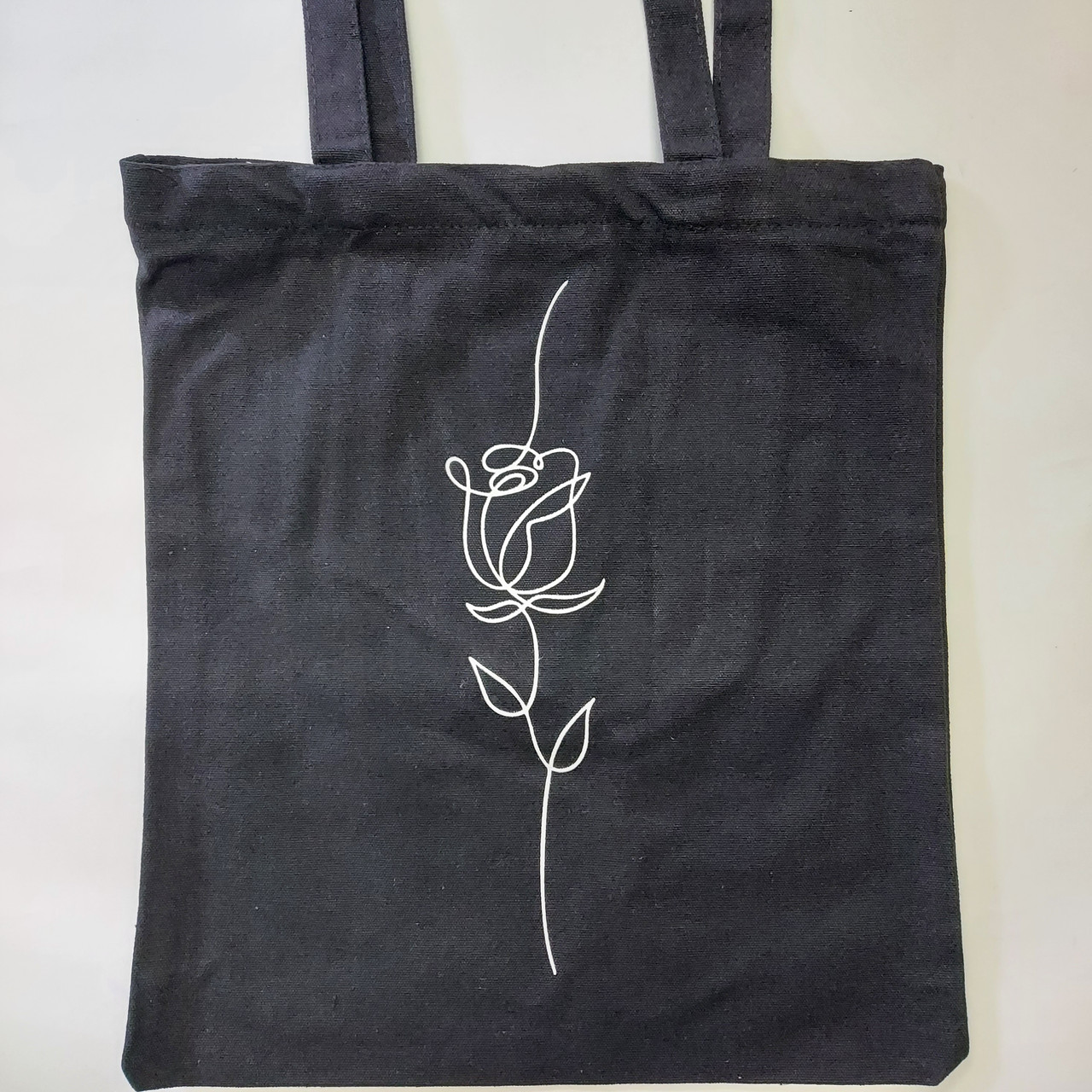 Сумка-шопер чорний із малюнком троянда на блискавці котон, фото 1