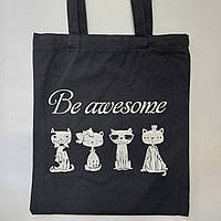 Сумка-шопер із малюнком котики на блискавці котон