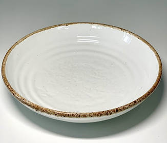 Салатник білий у крапку/Місця біла в крапку 23 см (Pro Ceramics) Кантрі