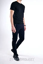 S (46-48). Чоловічі спортивні штани з манжетами, м'який та якісний трикотаж - темно-сині, фото 2