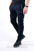S (46-48). Чоловічі спортивні штани з манжетами, м'який та якісний трикотаж - темно-сині, фото 3