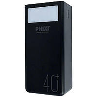 Павербанк PowerBank PHIXI P40 40000mAh Flash Lamp 10W 2.1A LED ліхтарик повербанк Б0356-б