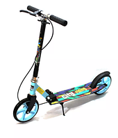 Міський складаний самокат із Ручним і Ножним гальмом BAVAR SPORT 671. З двома PU-колесами. Бирюзовий
