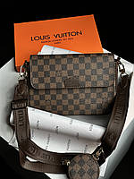 Женская коричневая сумка мессенджер через плечо Louis Vuitton, кожаная женская сумка через плечо Louis Vuitton