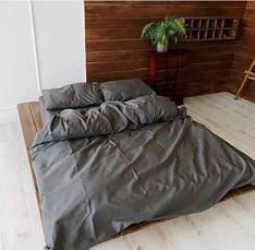 Двоспальний комплект постільної білизни з тканини Бязь Голд однотонний темно-сірий