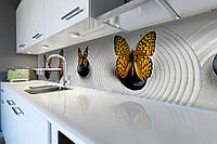 Кухонний фартух Тигрові Метелики (вінілова плівка наклейка скіналі ПВХ) метелики пісок Сірий 600*2000 мм