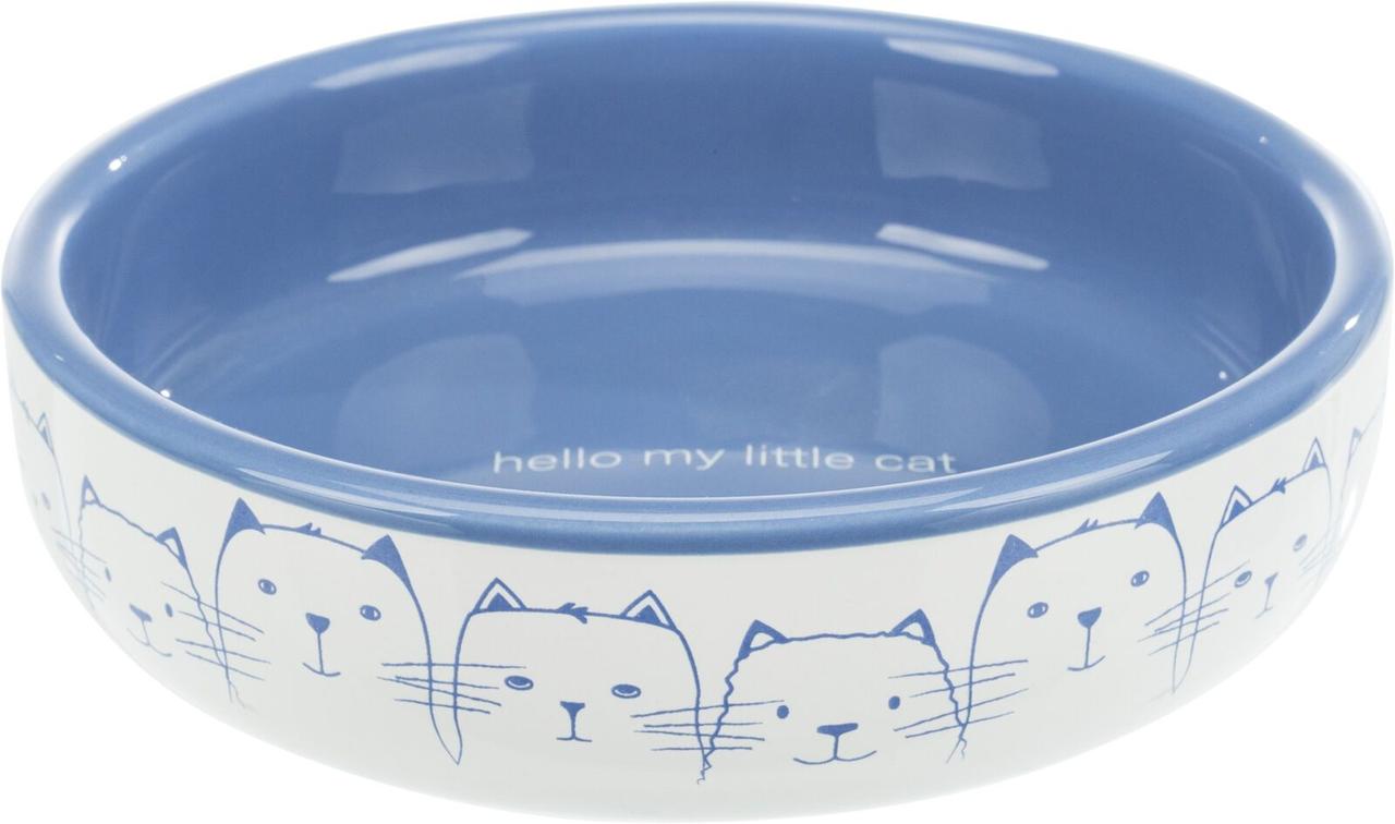 Миска керамічна для котів Trixie 0.3л 15см - біло/блакитна