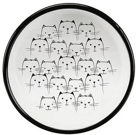Миска керамічна для котів Trixie 0.3л 15см - біло/чорна
