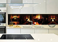 Кухонный фартук Бокалы стаканы вино огонь очаг винил ПВХ фотопечать для кухни пленка для кухни 600*2000 мм
