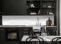 Кухонный фартук Белый шелк линии (наклейка виниловая скинали для кухни) абстракция белый 600*2000 мм