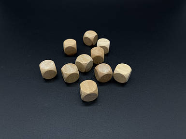 Кубики гральні з дерева для настільних ігор, висота 16 мм, закруглені кути