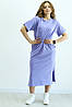 Плаття жіноче оверсайз трикотажне на літо тканина "Кулір" колір лаванда, фото 4
