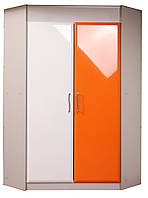 Угловой шкаф Мебель UA Пионер-МДФ La5 низкий Ш780хГ780хВ1400 модерн Белый глянец/Оранж (6152)