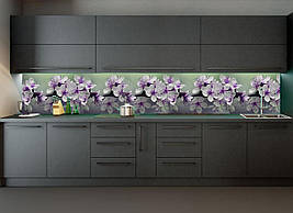 Кухонний фартух Весняне цвітіння повнокольоровий фотодрук наклейка на стіну кухні квіти вишні 600*2000 мм