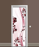 Декор дверей Наклейка Гранатовые капли Сферы виниловая пленка с ламинацией 60*180 см Абстракция Розовый