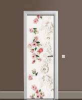 Декоративна наклейка для дверей Троянди Ліпнина вінілова плівка з ламінацією 60*180 см Абстракція Рожевий