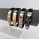 Браслет з нержавіючої медичної стали на силіконовому ремінці з позолотою «Віра I», фото 7