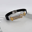 Браслет з нержавіючої медичної стали на силіконовому ремінці з позолотою «Віра», фото 2