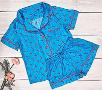 Женская пижама рубашка и шорты в стиле Виктории Сикрет Фламинго, 42/44