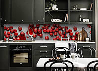 Вініловий кухонний фартух Вишневе варення декоративна плівка наклейка скіналі ПВХ червоні ягоди 600*2000 мм