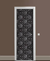Декор дверей Наклейка Вензельный Узор виниловая пленка с ламинацией 60*180 см Абстракции Черный