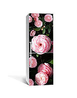 Виниловая наклейка на холодильник Лепестки Розы Бутоны пленка самоклейка ПВХ 60х180 см цветы Розовый