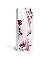 Виниловая наклейка на холодильник Гранатовые капли Сферы пленка самоклейка ПВХ 60х180 см Абстракция Розовый