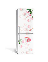 Наклейка на холодильник Суфле из розы Лепестки пленка самоклейка ПВХ 60х180 см Еда Розовый