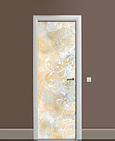 Интерьерная наклейка на двери Золотой Мрамор с Узорами виниловая пленка с ламинацией 60*180 см Текстура