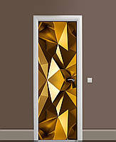 Декор дверей Наклейка Золотое Преломление виниловая пленка с ламинацией 60*180 см Геометрия Желтый