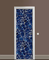 Наклейка на дверь Синий Мрамор Камень виниловая пленка с ламинацией 60*180 см Текстуры Синий