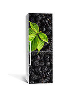 Декоративная наклейка на холодильник Ежевика Листья пленка самоклейка ПВХ с ламинацией 60х180 см Ягоды Черный
