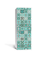 Наклейка на холодильник Португальский азулежу Бирюза Плитка пленка самоклейка ПВХ 60х180 см Текстуры Зелёный